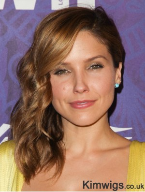 Cheapest Brown Shoulder Length Wavy 14 inch With Bangs Sophia Bush Wigs