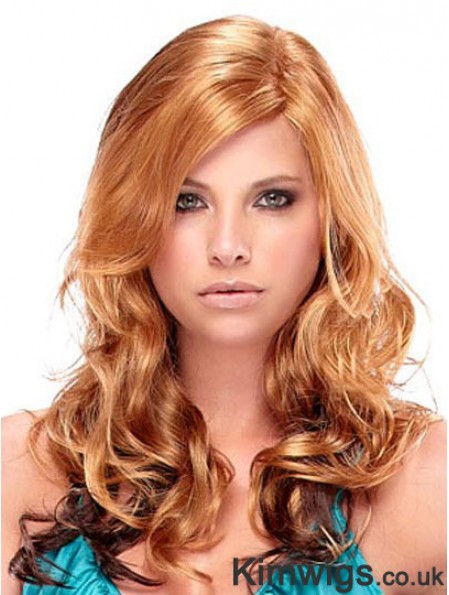 Fashion Auburn Curly With Bangs Capless Long Wigs