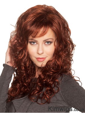 Exquisite Auburn Curly With Bangs Capless Long Wigs