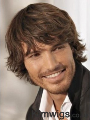 Men Wigs Brown Layered Hair With Capless