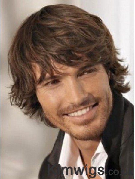 Men Wigs Brown Layered Hair With Capless