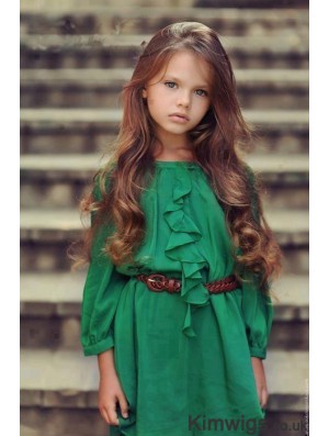 Monofilament Long Wig Girl Brown Hair Wig Human Hair Wig For Kids