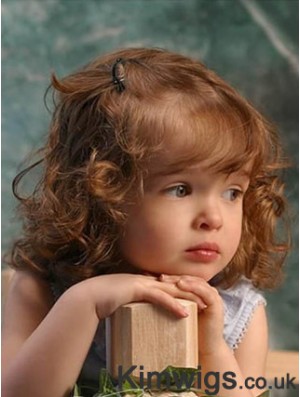 Wigs For Kids With Remy Lace Front Shoulder Length Curly Style