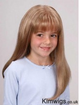 Straight Long Blonde Synthetic Lace Front Kids Wigs