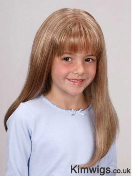 Straight Long Blonde Synthetic Lace Front Kids Wigs