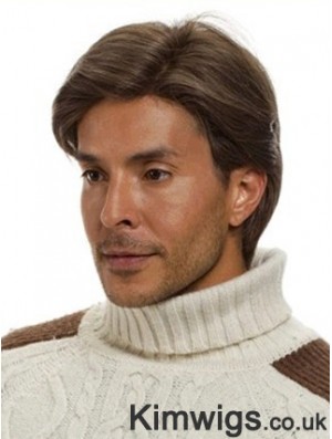 Monofilam Remy Human Short Brown Straight Man For Wig