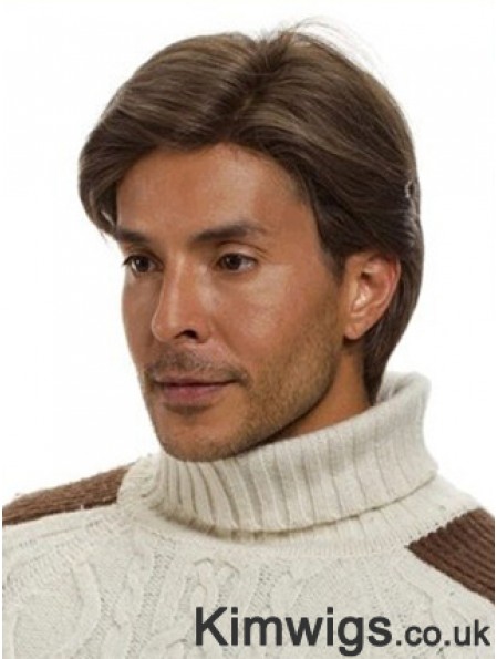 Monofilam Remy Human Short Brown Straight Man For Wig