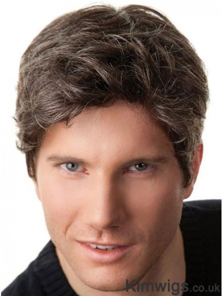 Grey Capless Remy Human Short Straight Wigs UK Men