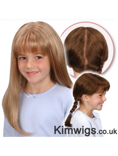 Monofilament Synthetic Long Blonde Straight Wigs For Kids UK