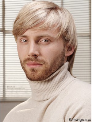 Full Lace Blonde 6 inch Short With Bangs Costume Wigs For Men
