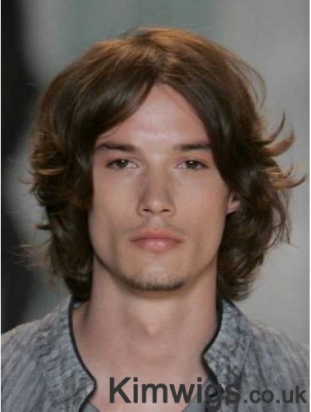 Auburn Lace Front Straight Chin Length Human Hair Men's Wigs