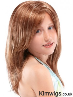 Kids Wigs 100% Hand Tied Straight Style Auburn Color Long Length