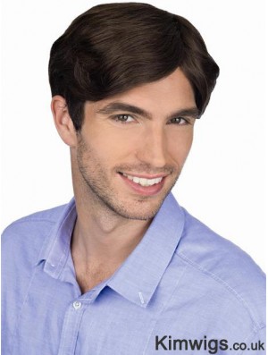 Brown Straight Remy Human 100% Hand Tied Professional Wig For Men