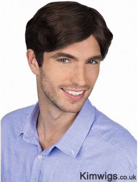 Brown Straight Remy Human 100% Hand Tied Professional Wig For Men