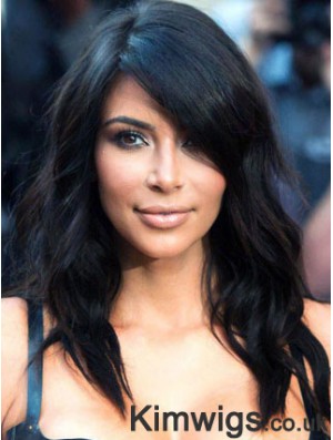 Human Hair Kim Kardashian Wig UK Long Black Wavy Hair Wig