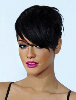 Short Rihanna Wigs Boycuts Cropped Length Black Color