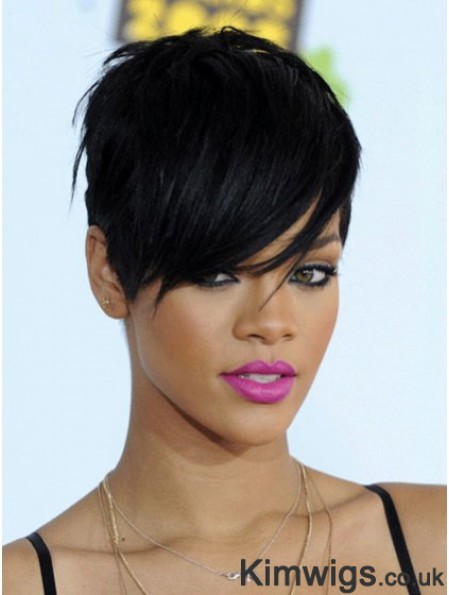 Short Rihanna Wigs Boycuts Cropped Length Black Color