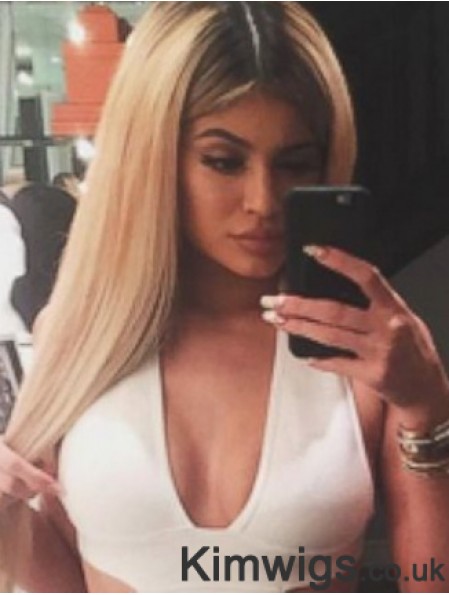 Cheap Blonde Long Wig Kylie Jenner Wig Without Bangs 16 Inch