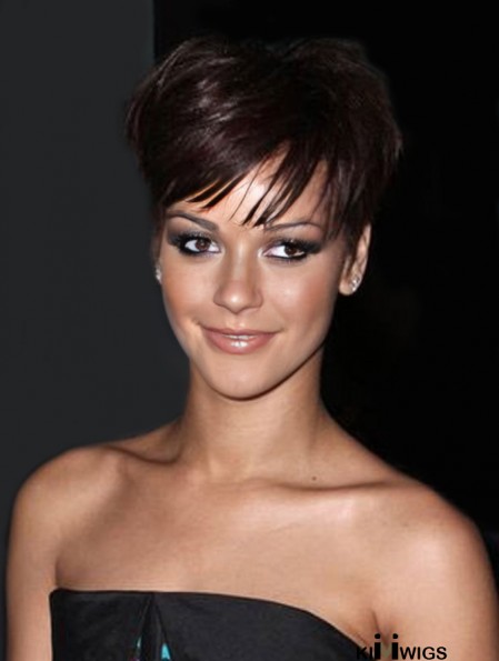 Rihanna Style Wigs With Capless Boycuts Cropped Length Auburn Color