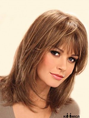 Shoulder Length Straight Layered Lace Front Brown Soft 14 inch Jaclyn Smith Wigs