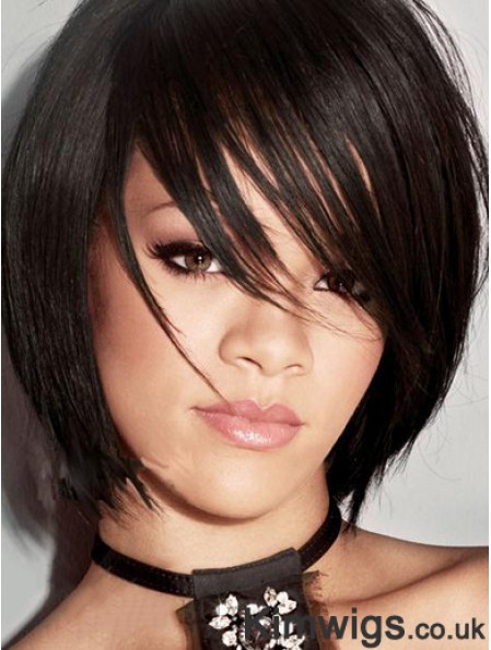 Rihanna Wig Chin Length Bobs Cut Synthetic Straight Style