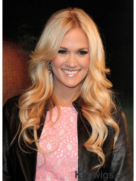 25 inch Capless Synthetic Long Curly Blonde Layered Carrie Underwood Wigs