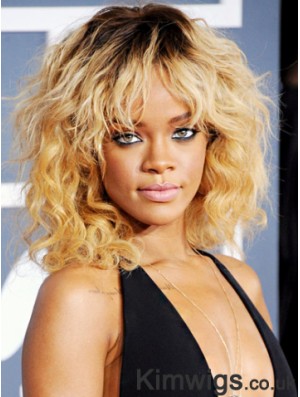 Ombre/2 Tone Wavy With Bangs 100% Hand-tied 14 inch Amazing Rihanna Wigs