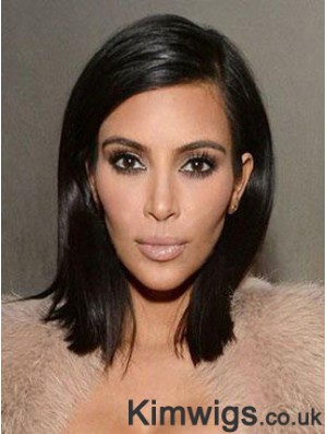 Shoulder Length Black Wig Kim Kardashian Wig UK Fashion Celebrity Wig