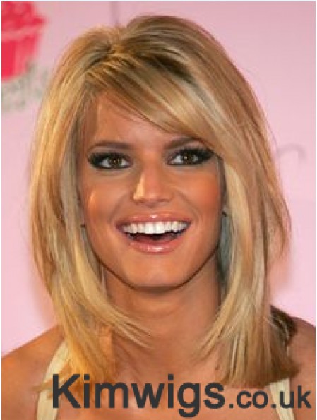 12 inch Stylish Blonde Shoulder Length Straight Bobs Jessica Simpson Wigs