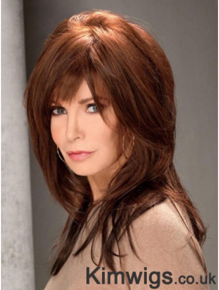 Long Straight With Bangs Full Lace Brown Top 16 inch Jaclyn Smith Wigs