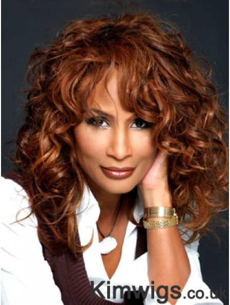 Auburn Long Wavy With Bangs Lace Front 16 inch Beverly Johnson Wigs