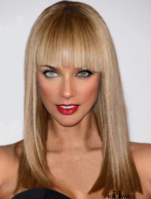 Blonde Straight With Bangs Lace Front 16 inch Natural Tyra Banks Wigs