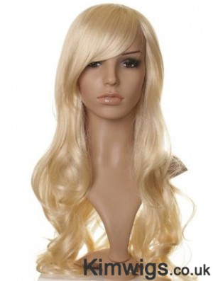 Designed Blonde Long Wavy With Bangs Celebrity Wigs