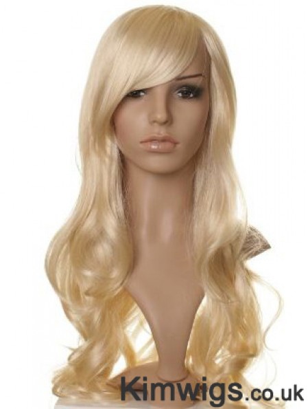 Designed Blonde Long Wavy With Bangs Celebrity Wigs