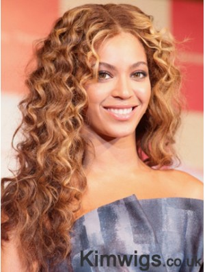 Brown Long Curly Without Bangs Lace Front 22 inch Beyonce Wigs