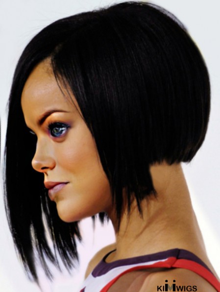 Black Straight Layered Lace Front 10 inch Sassy Rihanna Wigs