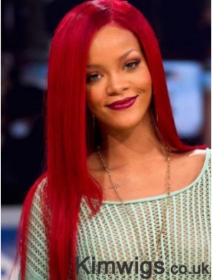 Red Rihanna Wig With Remy Human Lace Front Long Length