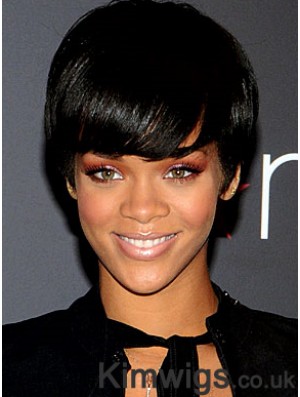 Black Straight With Bangs Lace Front 8 inch Gorgeous Rihanna Wigs