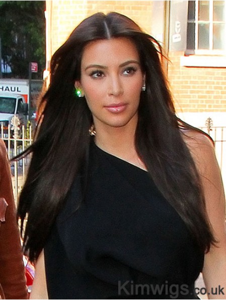 Fabulous Black Long Straight 20 inch Without Bangs Kim Kardashian Wigs