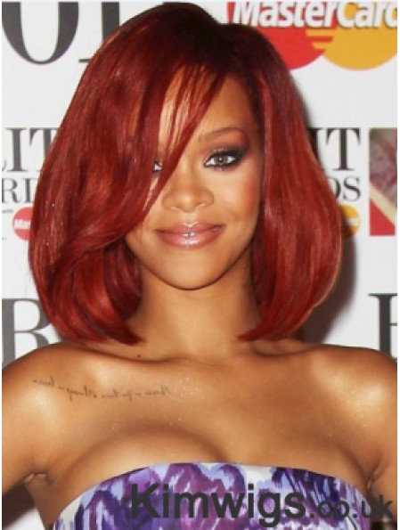 Red Wavy With Bangs Lace Front 12 inch Fashionable Rihanna Wigs