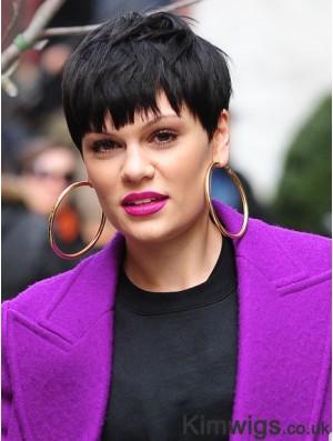 4.5 inch Best Black Cropped Straight Boycuts Jessie J Wigs