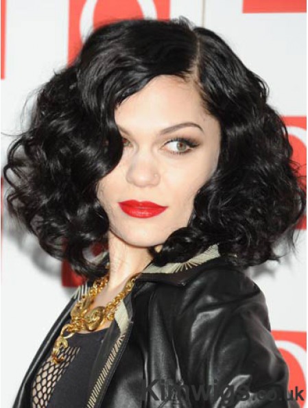 14 inch Beautiful Black Chin Length Curly Without Bangs Jessie J Wigs