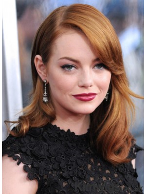 Discount Auburn Shoulder Length Wavy 16 inch Layered Emma Stone Wigs