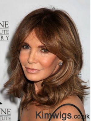 Shoulder Length Wavy Layered Lace Front Brown Ideal 14 inch Jaclyn Smith Wigs