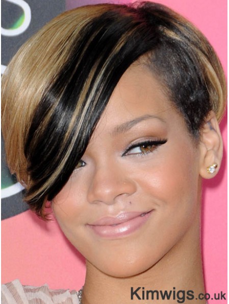 Ombre/2 Tone Straight With Bangs 100% Hand-tied 8 inch Cheap Rihanna Wigs