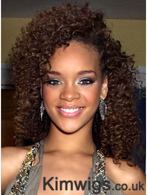 Brown Curly Layered 100% Hand-tied 14 inch Convenient Rihanna Wigs