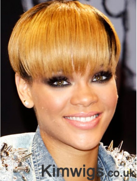 Blonde Straight With Bangs Lace Front 8 inch Fashion Rihanna Wigs