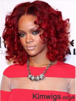 Red Curly Layered 100% Hand-tied 12 inch Discount Rihanna Wigs