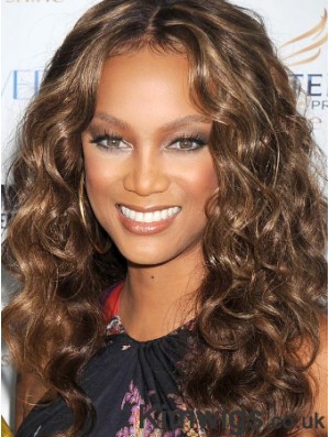 Brown Curly Without Bangs 100% Hand-tied 20 inch Fashionable Tyra Banks Wigs