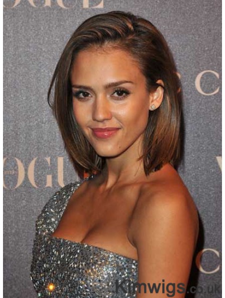 Jessica Alba Celebrity Wig With Capless Bobs Cut Chin Length